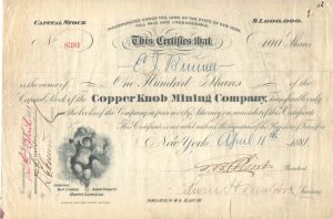 Copper Knob Mining Company Certificate