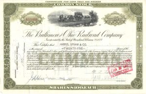 The Baltimore and Ohio Railroad Company Certificate