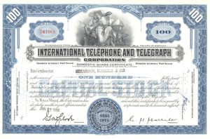 International Telephone and Telegraph Corporation Certificate