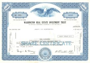 Certifikát spoločnosti Washington Real Estate Investment Trust