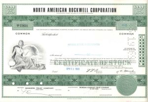 Certifikát spoločnosti North American Rockwell Corporation