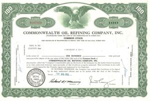 Commonwealth Oil Refining Company Inc Certificate