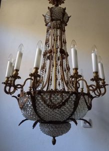 Starožitný zámecký lustr 1900, secese, osvětlení