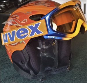 Rossignol ski helmet and Uwex ski goggles