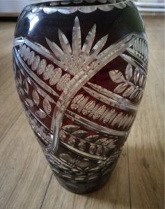 Old cut wine vase, hand cut