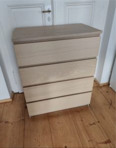 IKEA Malm - white, weathered oak veneer + white cover glass