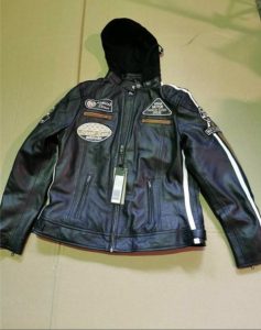 Unused motorcycle jacket with protectors