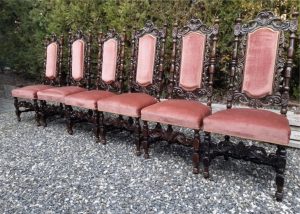 A set of carved chairs