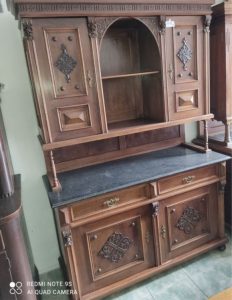 Antique carved sideboard with marble