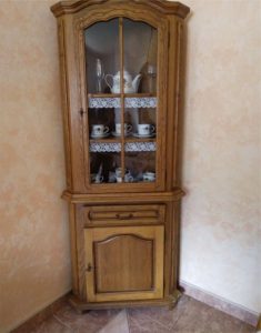 rustic corner glass chest of drawers