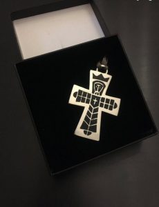 Large silver cross pendant - unique Hungarian goldsmith's work - marked