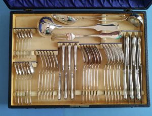 Silver 6-person cutlery set violin style 46 pieces