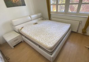 Luxury double bed with mattress + 2 bedside cabinets