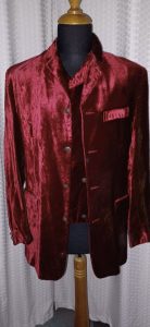 Men's Red Velvet Coat+Vest 50