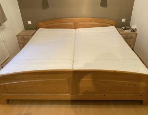 Wooden double bed with mattresses for sale