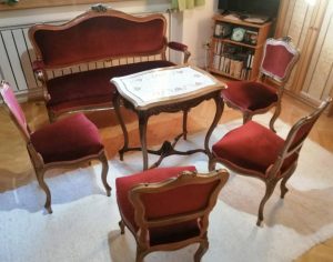Rococo seating set, made of rosewood