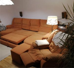 Beautiful orange sofa set with exclusive comfortable bed linen holder, extr
