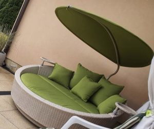 Rattan sun lounger, lounge bed