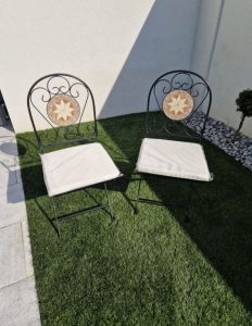 2 pcs Mosaic pattern Garden metal frame chair with cushion!