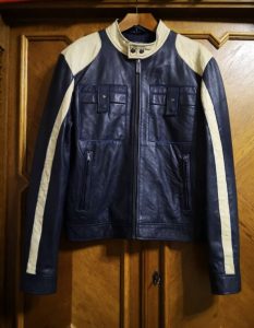 A one time deal! Calvin Klein blue genuine leather jacket coat M, L