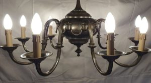9-arm, renovated, Flemish-style bronze chandelier for sale!