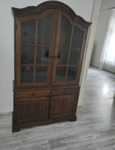 Antique, two-door, drawer display case